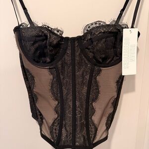 Urban Outfitters Black Lace Bustier Bodysuit